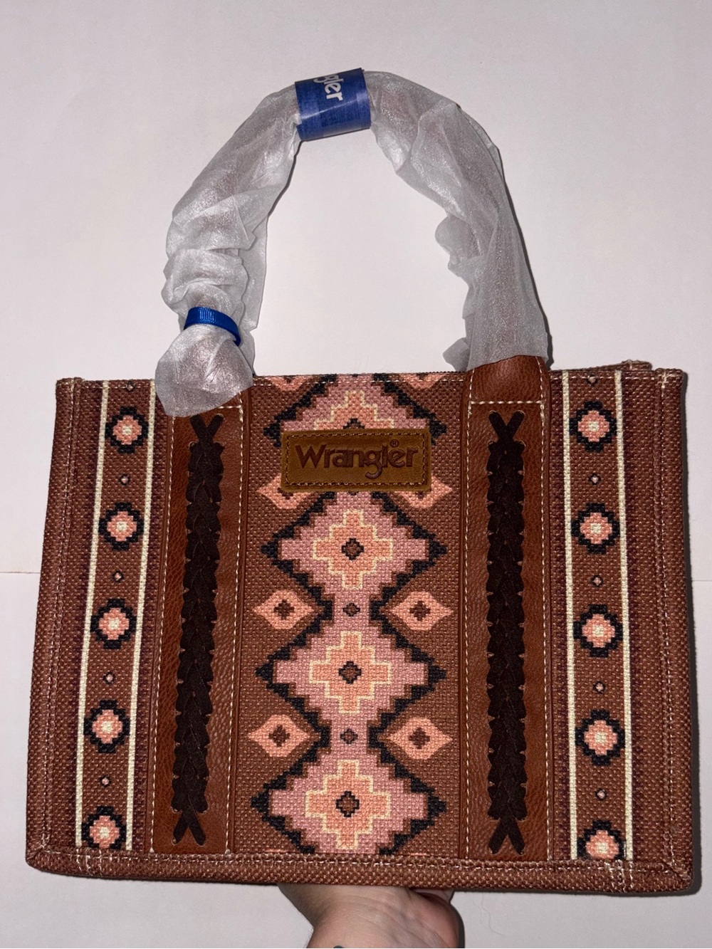 Wrangler Brown & Pink Aztec-Pattern Tote NWT